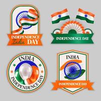 India Independence Day Celebration Badges Set vector