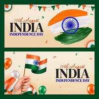 India Independence Day Celebration Horizontal Banner Set vector