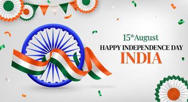 Happy India Independence Day Celebration with Flags Background vector