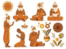 Illustration of spiritual figures in various poses vector