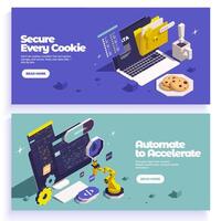 QA Software Testing Isometric Banners horizontal vector