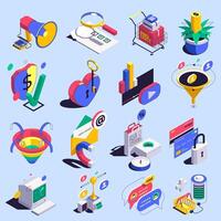 Sales Funnel Isometric Original Set vector