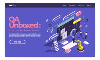 QA Software Testing Isometric Landing Page vector