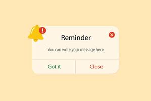Reminder Notification Pop-up with Interactive Button vector