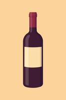 A bottle of wine on a yellow background vector