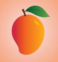 An orange fruit with a leaf on it vector