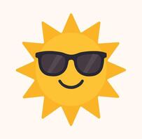 A cartoon sun with sunglasses on a white background vector