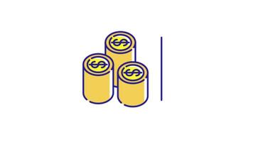 Three Gold Coins with Dollar Signs Line Icon, 2D Outline Style Money Symbol Illustration for Finance and Wealth Concept in 4K Resolution video