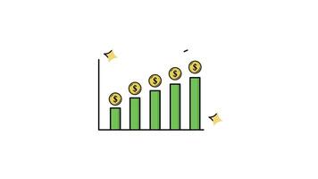 Graph with Dollar Signs Icon Animation on Transparent White Background, 2D Finance and Business Growth Symbol in 4K Resolution video