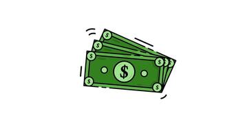 Money Icon in Line Style Illustration Animation, 2D Currency Symbol Animation for Finance, Budget, and Economic Concepts video