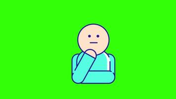 Cartoon Man Thinking 2D Character Animation, Expressive Thoughtful Pose for Storytelling and Explainer Videos in Crisp 4K