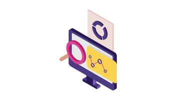 Magnifying Glass and Gearwheel Icon Animation, 2D Explainer for Search and Settings Concepts in Crisp 4K Resolution video