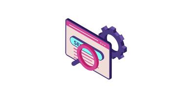 Magnifying Glass and Gearwheel Icon Animation, 2D Illustration for Search and Settings Concepts in Crisp 4K Resolution video