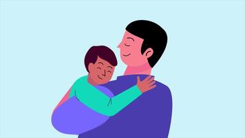Father and Son Hugging Each Other 2D Cartoon Animation in 4K, Heartwarming Family Moment and Fathers Day Celebration Visual video