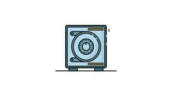 Bank Safe Icon Line Illustration Animation, 2D Animated Security Vault Symbol in Minimal Style with 4K Resolution video