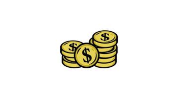 Pile of Coins with Dollar Signs Icon Animation, 2D Money Symbol Illustration with Transparent Background in 4K Resolution video