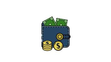 2D Icon Animation of Wallet with Money and Coins, Perfect for Financial Apps, Budget Planning, Savings, and Cash Flow Solutions video