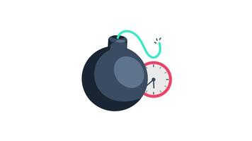 Bomb with Clock Icon Animation, 2D Explainer for Countdown, Timer, Urgency, and Time-Sensitive Alerts in Crisp 4K Resolution video