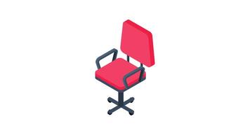 Isometric Chair Icon Animation, 2D Office Furniture Illustration for Workspace Design and Interior Concept in Crisp 4K Resolution video
