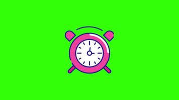 Alarm Clock 2D Animation on Green Background, Time Reminder and Wake-Up Symbol Illustration for Scheduling in 4K Resolution video