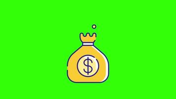 Money Icon Loop Animation on Green Background, 2D Finance and Savings Symbol in Smooth Seamless 4K Resolution Loop video