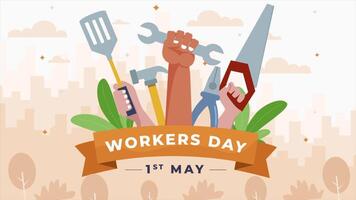 Workers Day Animation in 4K, 2D Celebration of Labor and Workforce Unity for Labor Day and International Workers Day video