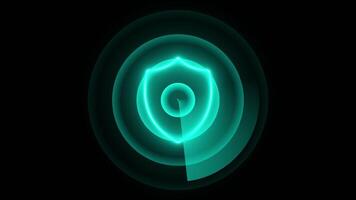 Cyber security concept of protection and scan with Radar icon animation isolated on black background video