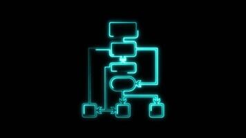 Workflow icon systematic pattern box with arrow animation isolated on black background video