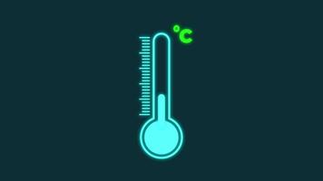 Digital fever cooling thermometer icon animation isolated on dark background video