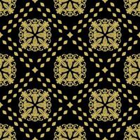 Intricate Arab Seamless Pattern with Beautiful Fleur de lis Flourish Ornament and Geometric Combine Delicate Repeat Pattern. Mystery Royal Gold Luxury Grid Repeat Style for Fabrics Tiles Floor Textile vector