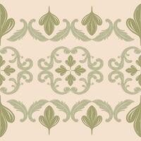 Royal Elegance Olive Green Porcelain Luxury Elaborate Border Pattern. Baroque Botanical Classical Style with Celadon Florals Leaves Scroll Ornament for Wallpaper Apparel Garment Curtain Embroidery Rug vector