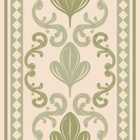 Magnificent Neo Classic Style with Olive Green Elaborate Scroll Geometric Ornament. Medieval Expression Abstract Leaf Petals Celadon Shades, Embroidery Filigree Intricate Mythology Royal Pattern Scarf vector