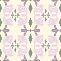 Modern take on vintage botanical design featuring abstract tulip like flowers geometric diamonds in soft pink, lavender, sage tone. harmonious blend of organic geometric elements for boutique branding vector