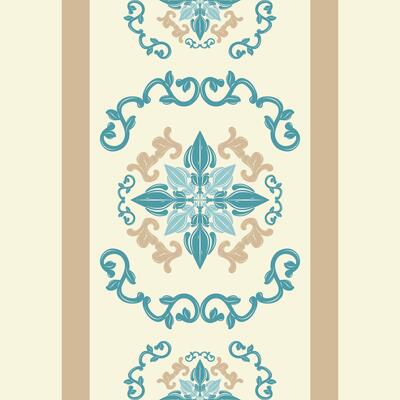 Classy Boutique Tablecloth Gentle Warm with Blue Gold Beige Theme Royal Scroll Ornament Seamless Border Pattern. Boho Gypsy Mandala Medieval Combine Styles for Silk Scarf Garment Embroidery Ethnic Rug
