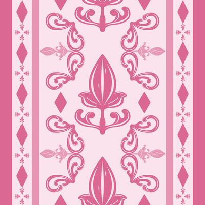 Flawless Artistic Abstract Botanical Style Luxury Ornament on Pinkish Theme. Seamless Border Pattern Geometric Baroque Detailed. Perfect for Apparel Scarf Cover Embroidery Silk Handicraft Filigree Rug