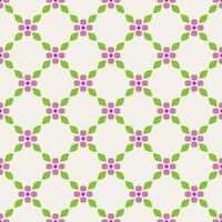 Geometric Flower Tile Pattern in Pink Green Ornament on Beige. Symmetric clean and joyful aesthetic suitable for wallpaper, gift wrap, digital backgrounds, fabrics, textiles, blooming, cute botany vector