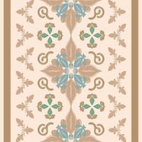Vertical floral panel design featuring soft botanical elements in pastel green and muted blue. Perfect for wedding invitations, fabric print, classic packaging design, silk, handicraft, wallpaper, rug vector