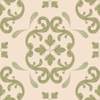 Intricate Flourish Luxury Tiles Floor Decoration Seamless Pattern. Repeat Glamorous Classic Medieval Victorian Baroque For Royal Rich Opulence Style Mosaic Hand Drawn Embroidery Florals Botany Jade