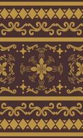 Victorian Medieval Baroque Golden Brown Scroll Ornament Florals Seamless Border Pattern. Elegance Fleur de lis Damask Neatly Arranged Luxury Style for Embroidery Silk Weaves Carpet Curtain Lace Scarf vector