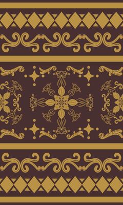 Victorian Medieval Baroque Golden Brown Scroll Ornament Florals Seamless Border Pattern. Elegance Fleur de lis Damask Neatly Arranged Luxury Style for Embroidery Silk Weaves Carpet Curtain Lace Scarf
