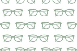 Seamless pattern of reading glasses on white background, ideal for vision care, education, and reading-related visuals vector