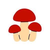Cluster of red mushrooms with thick stems and round caps vector