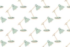 Seamless pattern with desk lamps on white background, great for home office, reading space, or productivity visuals vector