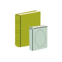 Two vertical hardcover books in light and dark green colors, isolated on white vector