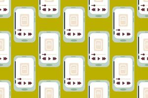 Seamless pattern with e-book readers on olive green background, great for digital reading, education, and tech-related visuals vector