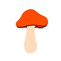 Orange mushroom with wide curvy cap and light stem vector