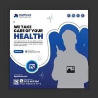 Healthcare Services Social Media Post and Square Web Banner Template for Hospital Business, Ideal for Health Clinics and Medical Centers Online Marketing Campaigns vector