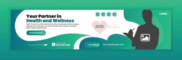 Medical Promotion Web Banner and LinkedIn Cover Template vector