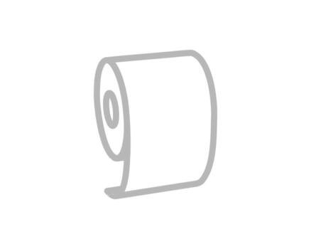 Simple, minimalist grey line art illustration of a roll of toilet paper. Perfect for website icons, app design, or representing hygiene, cleanliness, or even the concept of continuous flow. vector