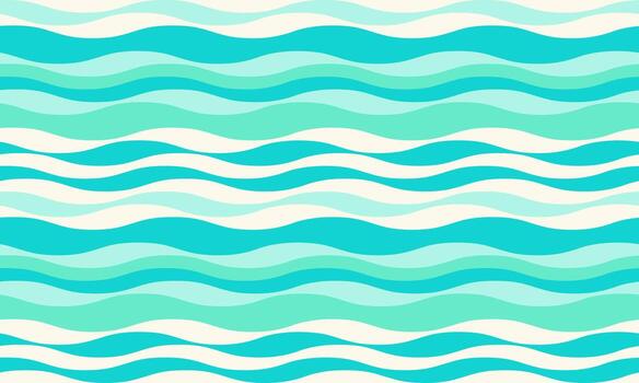 Serene teal and white wavy stripes create a calming, summery pattern. Perfect for backgrounds, textiles, or website designs evoking relaxation, ocean vibes, and summer freshness. vector